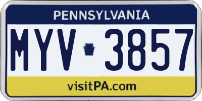PA license plate MYV3857