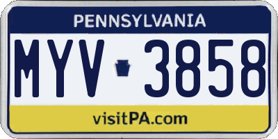 PA license plate MYV3858