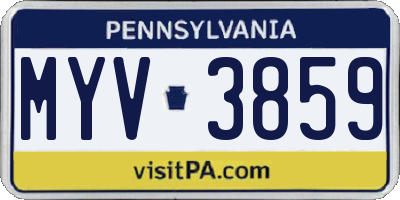 PA license plate MYV3859