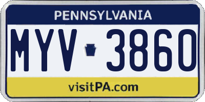 PA license plate MYV3860