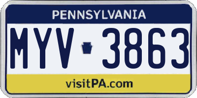 PA license plate MYV3863