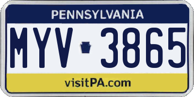 PA license plate MYV3865