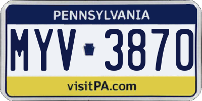 PA license plate MYV3870