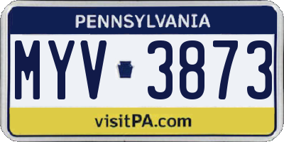 PA license plate MYV3873
