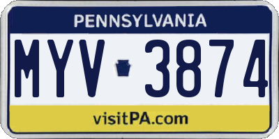 PA license plate MYV3874