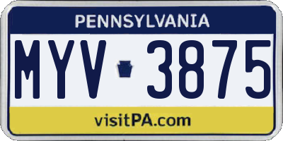 PA license plate MYV3875