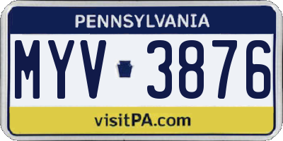 PA license plate MYV3876