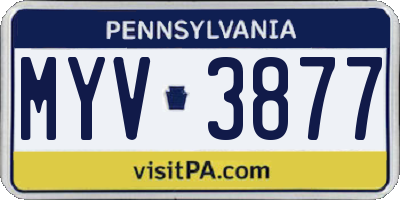 PA license plate MYV3877