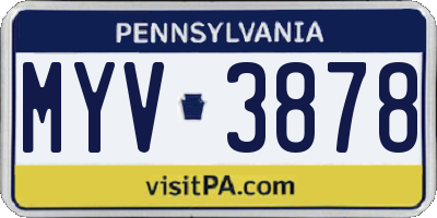 PA license plate MYV3878