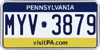 PA license plate MYV3879