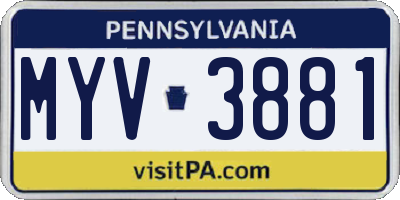 PA license plate MYV3881