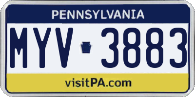 PA license plate MYV3883