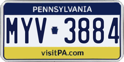 PA license plate MYV3884