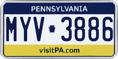 PA license plate MYV3886