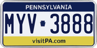 PA license plate MYV3888