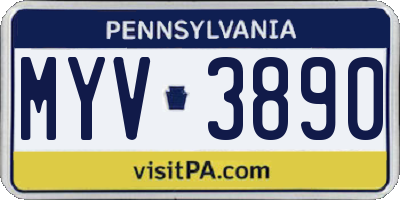 PA license plate MYV3890