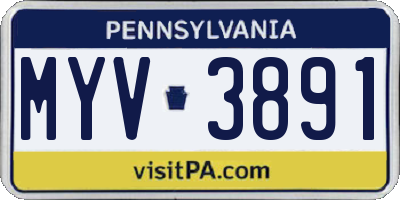 PA license plate MYV3891