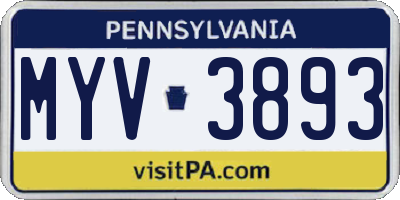 PA license plate MYV3893