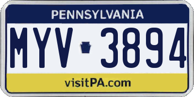 PA license plate MYV3894