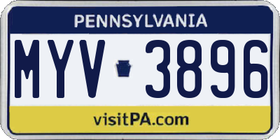 PA license plate MYV3896