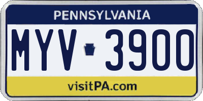 PA license plate MYV3900