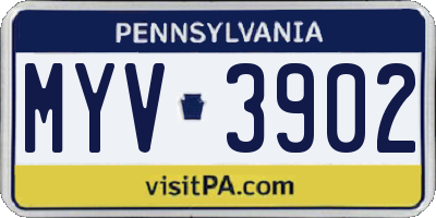 PA license plate MYV3902