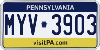 PA license plate MYV3903