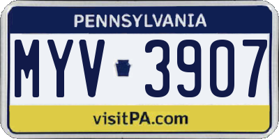 PA license plate MYV3907