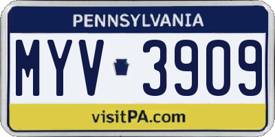 PA license plate MYV3909