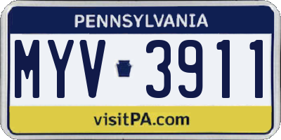 PA license plate MYV3911