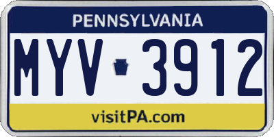 PA license plate MYV3912