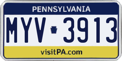 PA license plate MYV3913