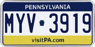 PA license plate MYV3919