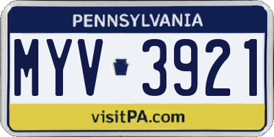 PA license plate MYV3921