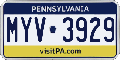 PA license plate MYV3929