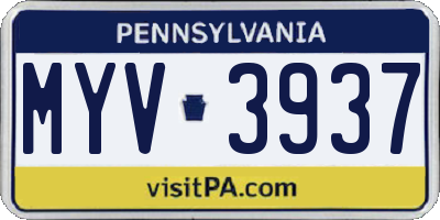 PA license plate MYV3937