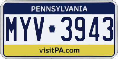 PA license plate MYV3943