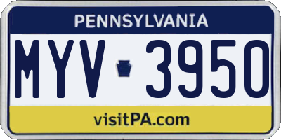 PA license plate MYV3950