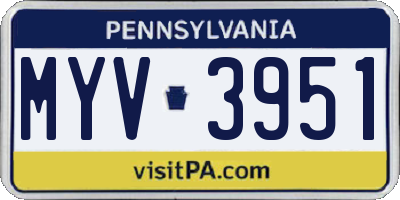 PA license plate MYV3951