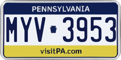 PA license plate MYV3953
