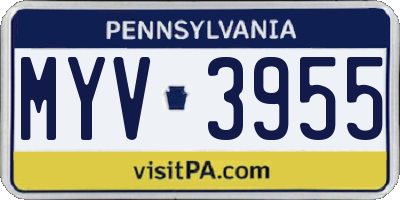 PA license plate MYV3955