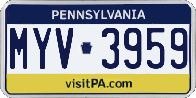PA license plate MYV3959