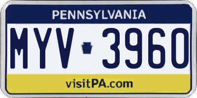 PA license plate MYV3960