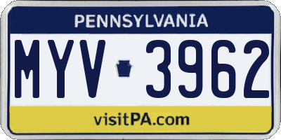 PA license plate MYV3962