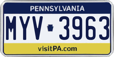 PA license plate MYV3963