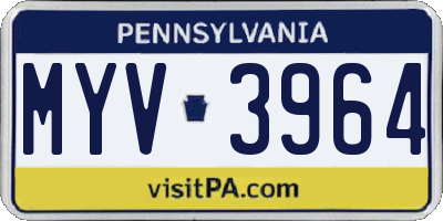 PA license plate MYV3964