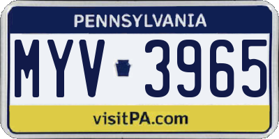 PA license plate MYV3965