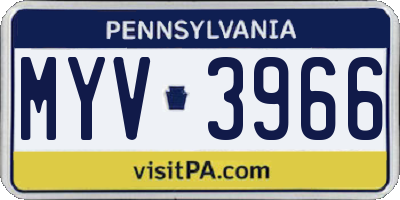 PA license plate MYV3966