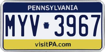 PA license plate MYV3967