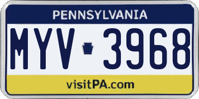 PA license plate MYV3968